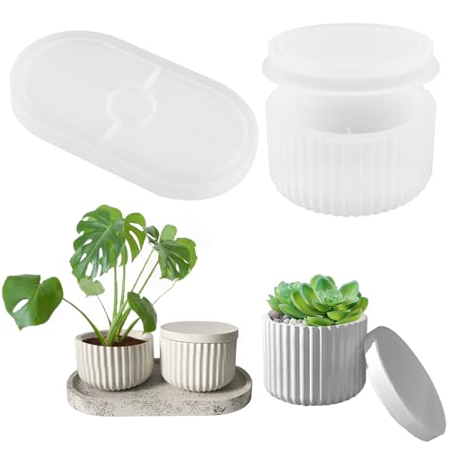 3 Stück Sukkulente Kaktus Silikonform, Blumentopf Gießform Mit Deckel,...