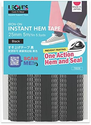 LEONIS Iron-on Instant Hem Tape 25mm x 5m (1 inch x 5.5yd) Black [ 78026 ]
