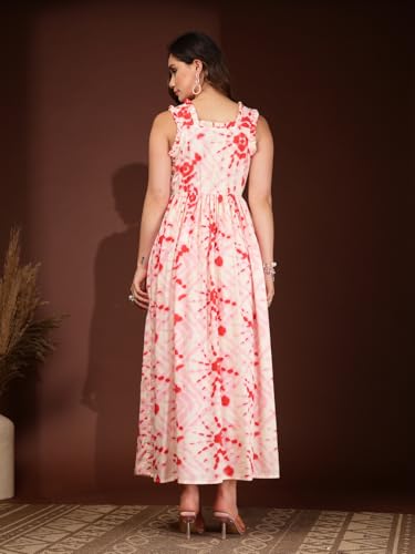 Image of Dress for Women | New Rayon Floral Printed Flared Maxi Dress for Women & Girl's