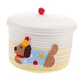 Ipetboom 車載収納バスケット 小型 犬用おもちゃかご 蓋付き 防塵編み込みバスケット 車内整理用品 多目的収納カゴ コンパクト設計であらゆ