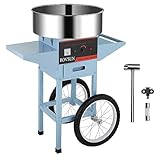 ROVSUN 21 Inch Cotton Candy Machine Cart, Commercial Cotton Candy Maker Machine Candy Floss Machine w/Stainless Steel Bowl, Sugar Scoop and Large Storage Drawer for Home Party Carnival, Blue