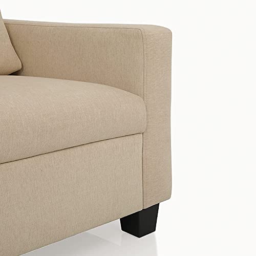 Image of Duroflex Ease - 2 Seater Sofa | Premium Fabric, High Comfort Foam, Durable Wood Frame & Easy Maintenance | 3 Year Warranty | Two Seater Sofa for Living Room - Beige