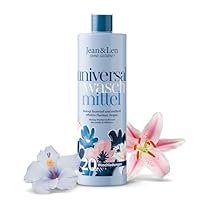 Jean & Len Universalwaschmittel Wasserlilie & Hibiskus, Fasertiefe Reinigung, mit Fleck-Weg-Effekt, mit pflanzenbasierten Tensiden, ohne künstliche Farbstoffe, Waschmittel vegan, 1 L