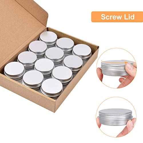 Aluminum Tin Cans, 24Pcs 2 Oz Metal Round Tins Small Tin Screw Lid Containers Empty Travel Tins For Candles, Salve, Cosmetics #TOP6