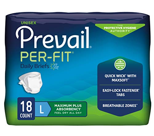 Prevail Per-Fit Incontinence Briefs, Maximum Plus Absorbency, Large, 18 Count Trial Pack
