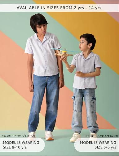 Image of Amazon Brand - Symbol Kids Boy's Half Sleeves Striper Regular Fit Shirt