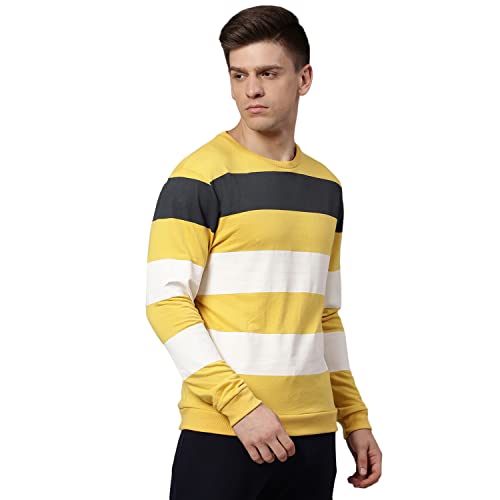 Image of Hubberholme Women's Winter Wear Cotton Blend Striped Crew Neck Pullover Sweatshirt