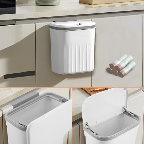 Caneca de Basura Colgante con Tapa 3.2 Galones Blanco
