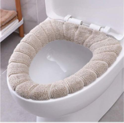 DadaAA Bathroom Soft Thicker Stretchable Toilet Seat Cover U-Shaped Seat Cover Pads (Beige)