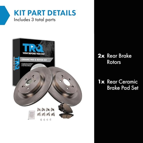 Image of TRQ Rear Ceramic Brake Pad and Rotor Set Compatible with 2020-2022 Toyota Highlander With Electronic Parking Brake