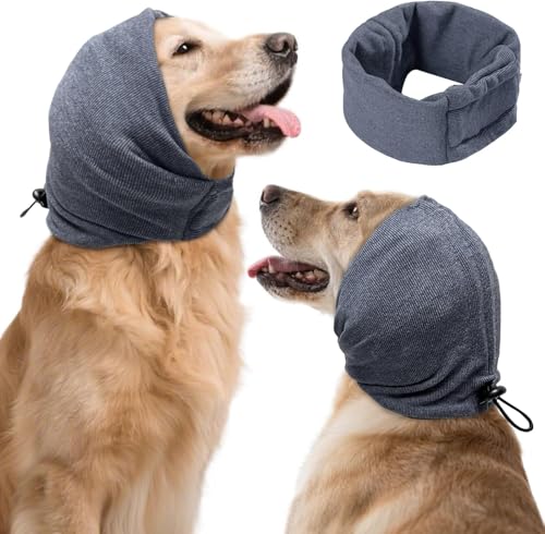 Image of Dog Calm Hoodie, No Shake Ear Wraps for Dogs, Quiet Dog Ear Cover Noise Protection, Pet Ear Muffs Dog Ear Protector Head Wrap Cover for Anxiety Relief, Hematoma, Grooming, Firework, Thunderstorms,S