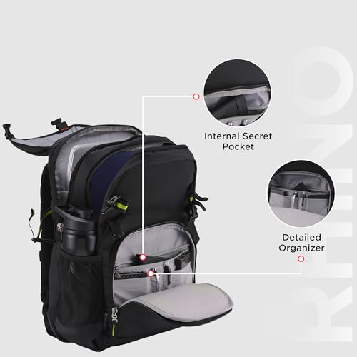 Image of HARISSONS RHINO Laptop Backpack | 30L | Fits 15.6 inch Laptop | 420D PU-Coated Polyester & Vegan Leather | Office, Commute & Travel | Laptop Protection, Trolley Sleeve, Organizer