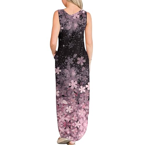 Image of FANDEE Women's Casual Summer Loose Sunresses Long Dresses Sleeveless Split Maxi Beach Dress with Pockets