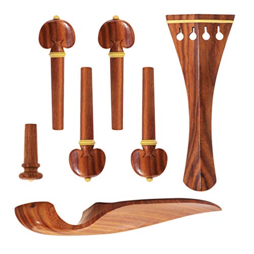 4/4 Violin Parts With Chin Rest Endpin Tailpiece Wood Tuning Pegs Ebony Chin Rest for Violin Replacement - Thumbnail 3