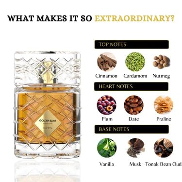 Image of RiiFFS Golden Elixir Extrait De Parfum, 100ml, Luxury Fragrance with Crystal Glass Bottle