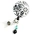 Black and Gray Flowers -Nurse Badge Reel - Name Badge Holder - Retractable ID Badge Reel - Nurse Badge Holder- Name Badge Holder