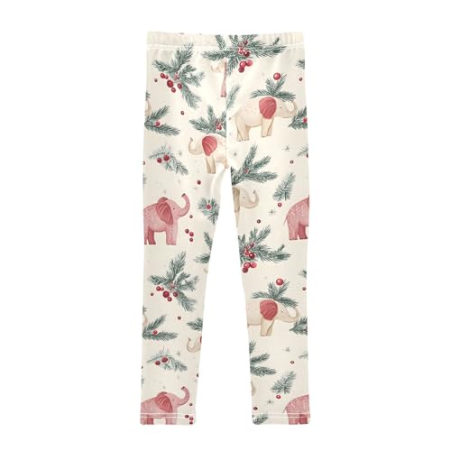 Cute Elephant Print Girls Leggings Ultra Soft Compression Yoga Gym Pants for Kids 4-10T2