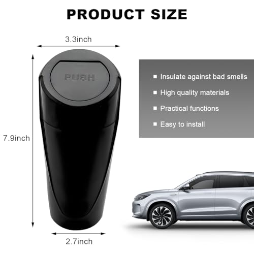 Image of Car Trash Can with Lid, Mini Car Garbage Bin Leakproof Cup Holder Trash Can, Multipurpose Organizer Door Pocket Trash Cup Fits Auto Home Office, Universal Garbage Can (Black)