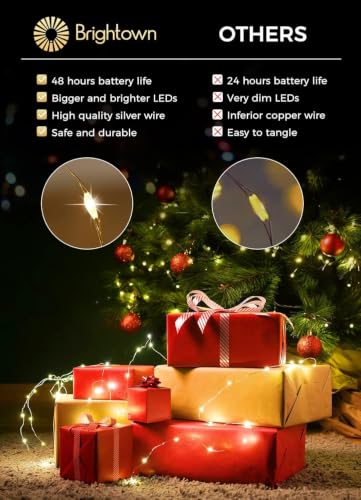 Image of Brightown 12 Pack Multi Color Led Fairy Lights Battery Operated String Lights Waterproof Silver Wire 7 Feet 20 Led Firefly Starry Moon Lights for DIY Wedding Party Bedroom Patio Christmas