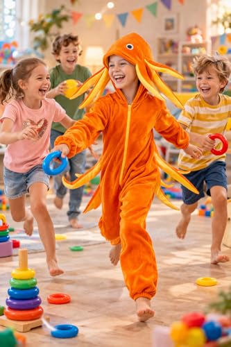 Image of Kids Animal Costume with Hood for Boys & Girls | Soft Plush Animal Fancy Dress Outfit | Jungle Theme Costume for School Functions, Birthday Parties, Role Play & Fancy Dress Competitions