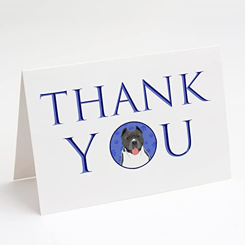 Caroline's Treasures CK9063GCA7P Pit Bull Blue #7 Thank You Greeting Cards and Envelopes Pack of 8 Blank Cards with Envelopes Whimsical A7 Size 5x7 Blank Note Cards