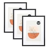 KAIWIN Bilderrahmen 30x40cm Schwarz 3er Set-mit Passepartout 21x30 cm (A4), Bilderrahmen 30x40, Holz rahmen mit Acrylglas zum aufhängen, Für Fotos, Poster, Puzzles| Posterrahmen