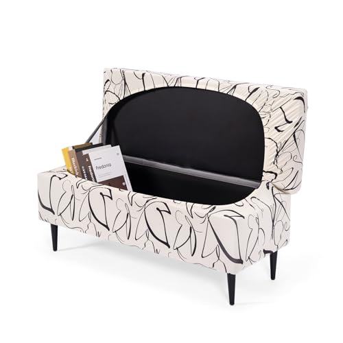 Image of FUANGUI Ottoman Cover Stretch Storage Ottoman Bench Slipcover Printed Folding Storage Bench Ottoman Cover Footrest Stool Slipcover Footstool Protector Cover with Elastic Bottom, Large,84