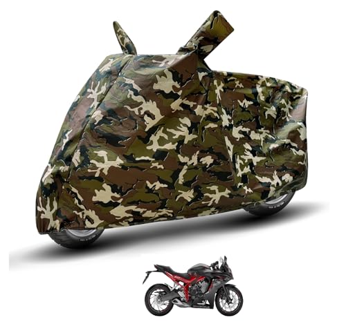 Image of Auto Hub Waterproof Bike Cover Compatible with CBR 650F Dustproof, UV Protection Two Wheeler Bike CBR 650F Cover - Army Print