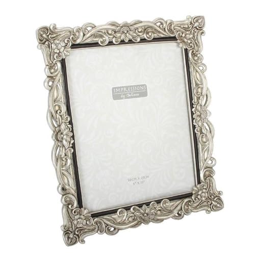 Floral Antique Silver Photo Frame 8 x 10