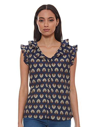 Image of Desi Belle Women's Regular Tops (DBCTTP-6 Navy L)