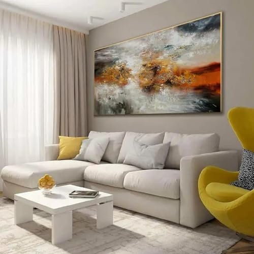 Art mural encadré pour habiller un grand mur vide tableau abstrait gris