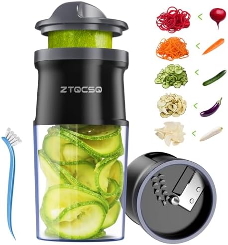 4 in 1 Vegetable Spiralizer Slicer, Adjustable Thickness 0-3mm, Z...