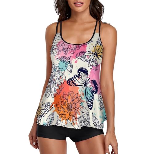 Tankini robe de plage papillons colorés idéal pour vos vacances d'été