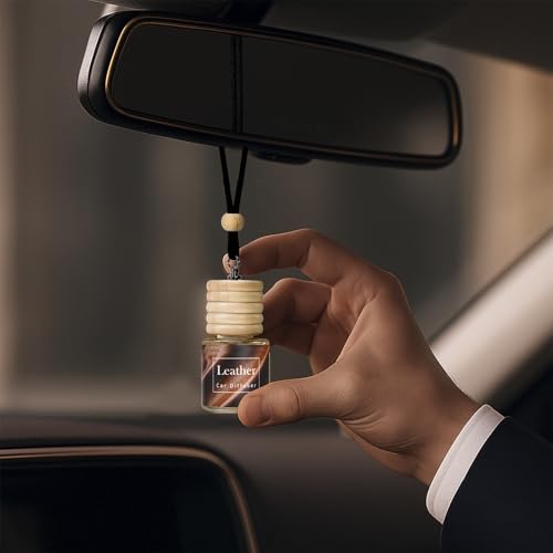 Hanging Car Air Freshener, Leather, Teakwood, Ice, Essential Oil Car Diffuser, Long Lasting Air Fresheners for Men, 3 Pack - Image 3