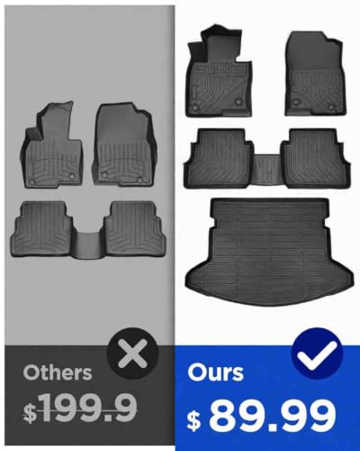 Image of Weather Liner Floor Mats for Mazda CX5 2017-2025 Front Rear Cargo 4 PCS | TPE All Weather Odorless Easy to Install Secure in Place Non-slip Surface Handle Heavy Rain Snow No Trimming Raised Edge