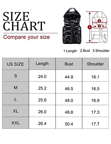 Seekme Women's Hooded Shiny Insulated Puffer Vest Sleeveless Down Puffer Jacket (0269-Darkgrey-M-Qb) #TOP4