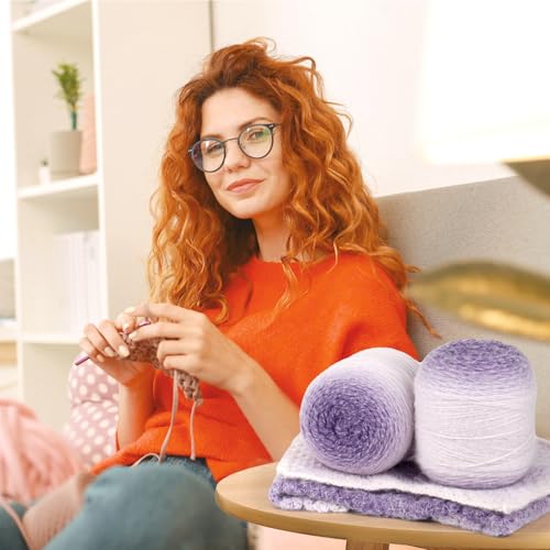 Image of Katech Ombre Yarn for Crocheting-Large Skein of Gradient Yarn Cake-2 Pack of 200g /7.05 oz-80% Acrylic,20% Nylon- #4 Medium-Perfect for Star Blankets, Scarves, Shawls and Garments (A)