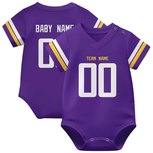 Image of KREDE Baby Clothes Unisex Bodysuit Jersey Style Custom Name Number for Baby Boys