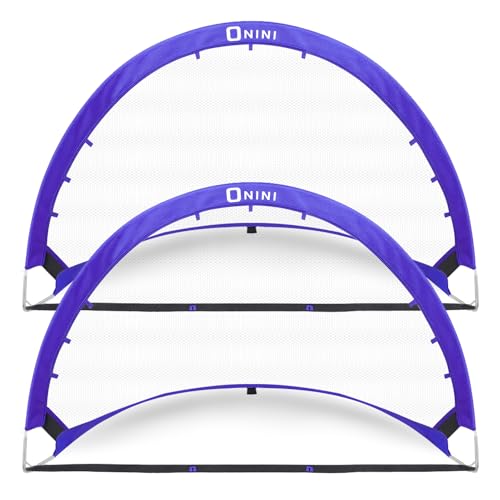 Onini Upgrade 6 Foot Pop Up Soccer Goals Blue - Portable Foldable Training Football Net with Target and Bag - Ideal for Youth Outdoor Sports Games(2 Pack)