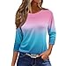 3/4 Sleeve Women Tops 2025 Spring Crewneck Print Shirt Casual Lightweight Loose Tunic Shirts Three Quarter Length Tshirt