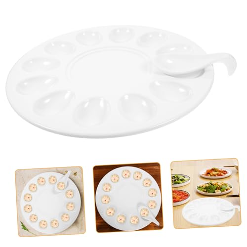 ABOOFAN 1 Set Shrimp Slider Tray Deviled Egg Platter Egg Holder Serveware Seafood Snail Dish Shrimp Paste Plate Household Plates Ceramic Serving Platters Egg Tray Melamine Food Plate White