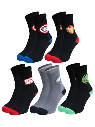 United Labels 5 pares de calcetines Marvel para hombre, negro