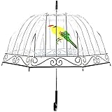 Kung Fu Smith Birdcage Transparent Clear Dome Bubble Umbrella for Women and Girls, Safe Manual Open & Windproof Rain Umbrella