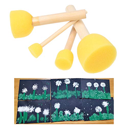 Kare & Kind 30 Pcs Round Sponges Brush Set - Painting Tools - For Diy Arts, Crafts, Stencils, Graffiti - Assorted Sizes - Foam Brush And Wooden Handle - For Artists - Ideal Gift Set #TOP5