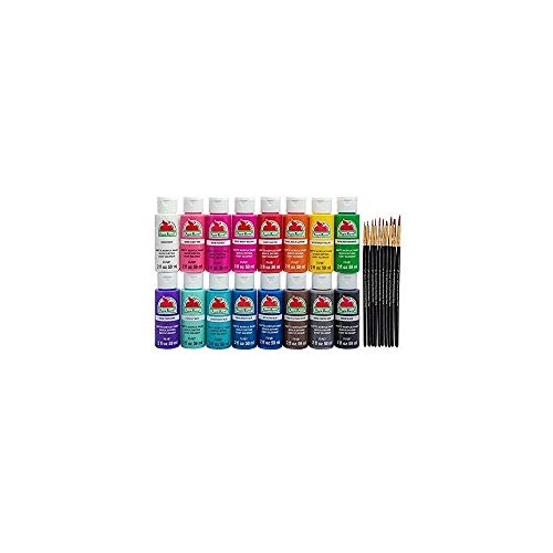 Apple Barrel Acrylic Paint And Brush Set, 2oz, Multicolor (pack of 16)