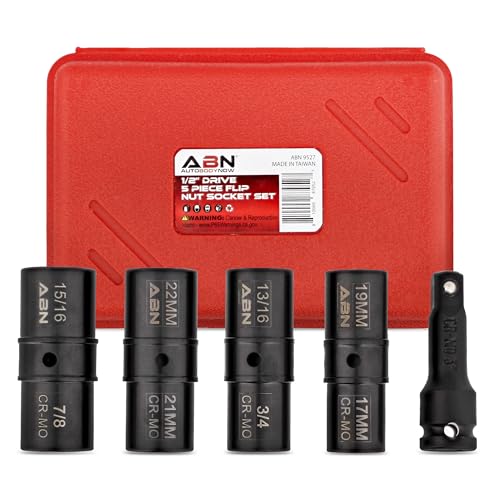 1/2 Zoll Antrieb Flip Impact Steckschlüssel-Set – 4 Dünnwandige Stecknüsse + Verlängerung, Cr-Mo-Stahl, Für Radmuttern & Enge Räume