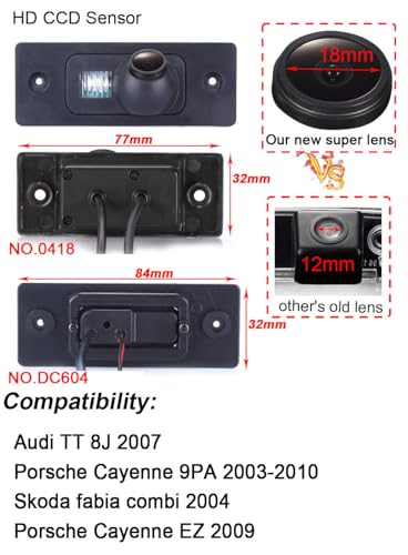 Image of 1280 * 720 Pixels car Rear View Backup Camera Parking Replacement for Audi TT 8j 2007 Skoda Fabia Combi 2004 Porsche Cayenne EZ 2009 Porsche Cayenne 9PA 2003-2010 Waterproof Night Vision