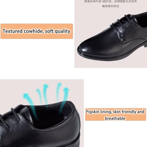 Men Wedding Leather Business Men's Dress Shoes， Comfortable Soft Sole Breathable Pointed Casual Youth Inner Heightening New Shoes3