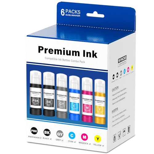 Image of Compatible for 552 Ink Refill Bottles 6 Pack (NotSublimation Ink) Compatible Replacement for Epson Ecotank Photo ET-8550 ET-8500 ET8550 ET8500 8550 8500 Printer, T552 Ink (BK Pigment, PB C M Y GY Dye)