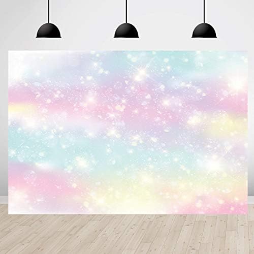 Newwiee Unicorn Birthday Backdrop - 7x5ft Pastel Rainbow Glitter Photo Background For Girls Party